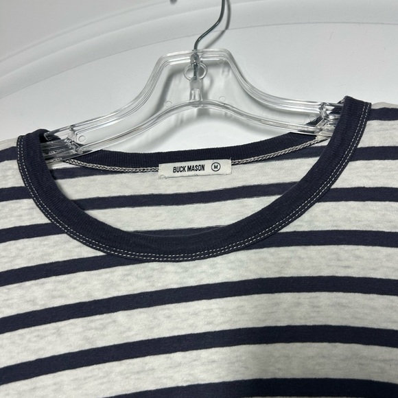 Buck Mason Striped Navy Grey Long Sleeve Top size Medium nautical preppy chic - Picture 7 of 11